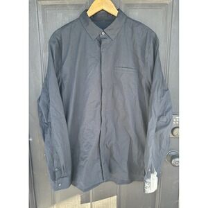 Lululemon Shirt Mens XL Navy Blue Button Up Outdoors Cotton Blend Stretch Casual